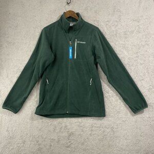 NEW Columbia Mens S Green Full-Zip Fleece Jacket Polyester Lightweight